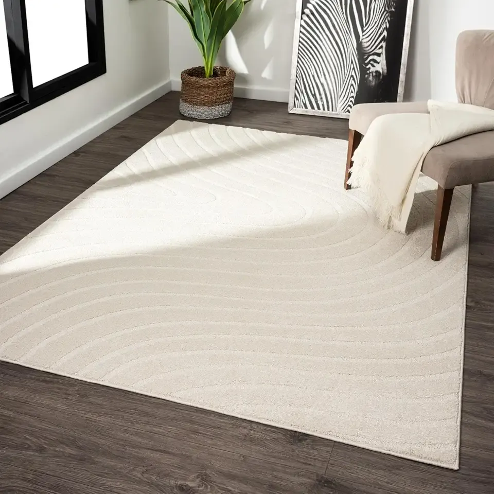 LUXE WEAVERS Modern Geometric Wave Cream 8x10 Area Rug