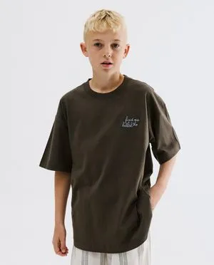 T-shirt met geborduurd opschrift, loose fit