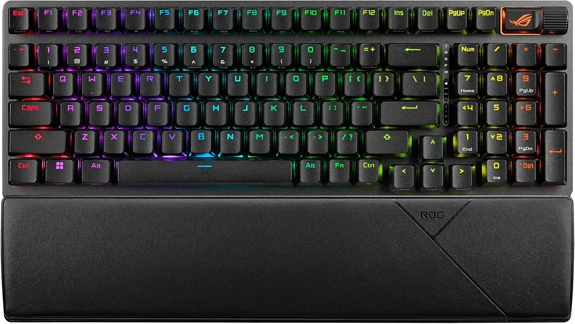 ASUS ROG Strix Scope II 96 Wireless Mechanical Gaming Keyboard – 96% Full-Size, Tri-Mode Connectivity, Hot Swappable Pre-lubed ROG NX Snow Linear Switches, PBT Keycaps, RGB, PC/Mac Support-Black