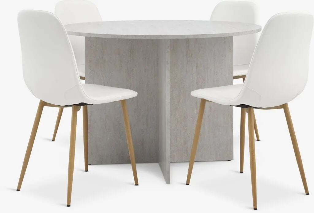 KRONDAL Tavolo Ø110 col.travertino + 4 JONSTRUP Sedie bianco