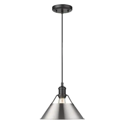 Orwell 1 -Light Matte Black Industrial Metal Dome Mini Hanging Pendant Light