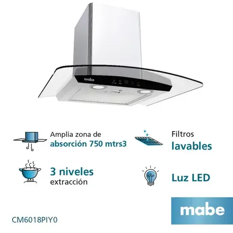 Campana de Pared 60 cm 3 Velocidades Inox CM6018PIY0