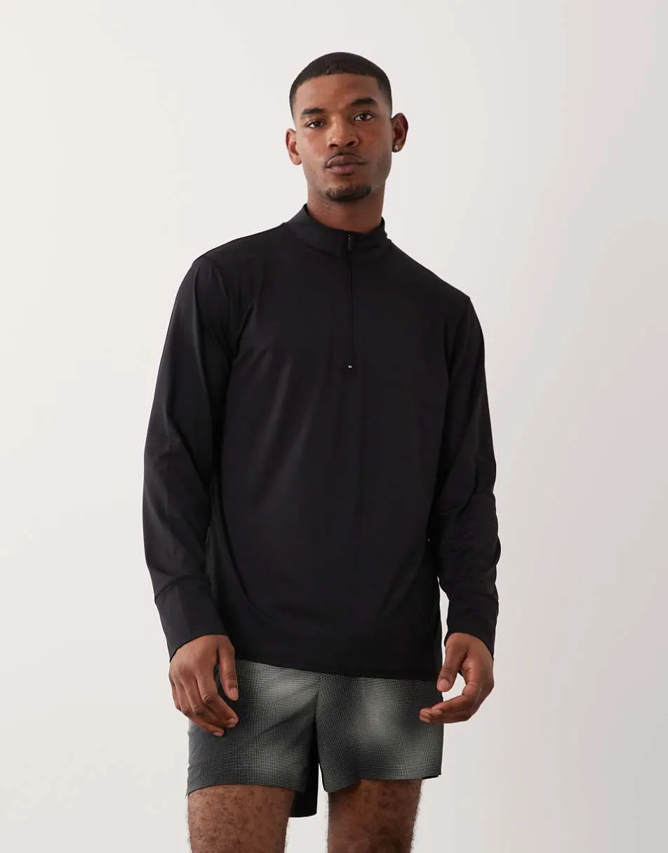 4505 quick dry mesh 1/4 zip long sleeve running top in black