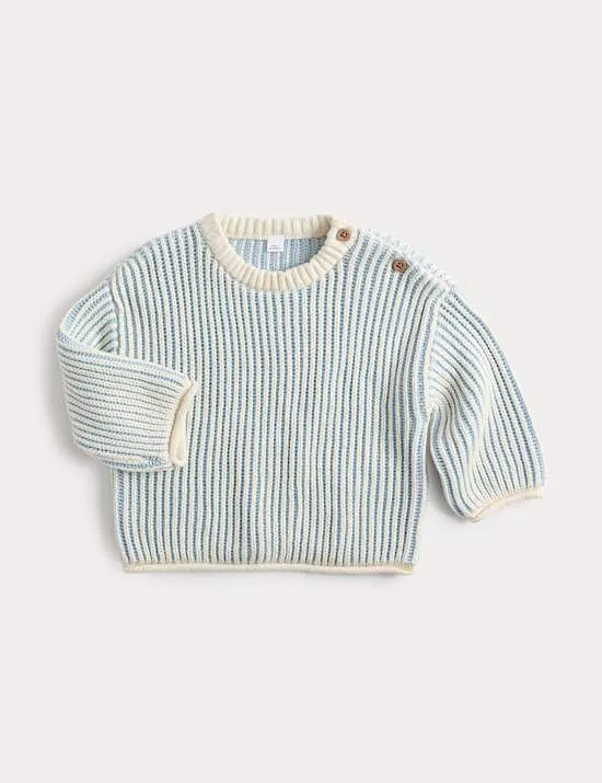 Pure Cotton Knitted Striped Jumper (0-5 Yrs)