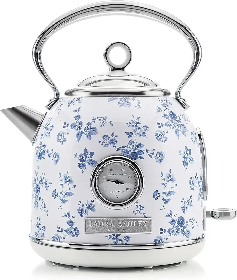 Laura Ashley Stainless Steel Electric Kettle 1.7 Liter - 1500W Rapid Boil Electric Kettles for Boiling Water - Electric Tea Kettles Automatic Shut Off - Overheat & Boil Dry Protection Cordless Kettle