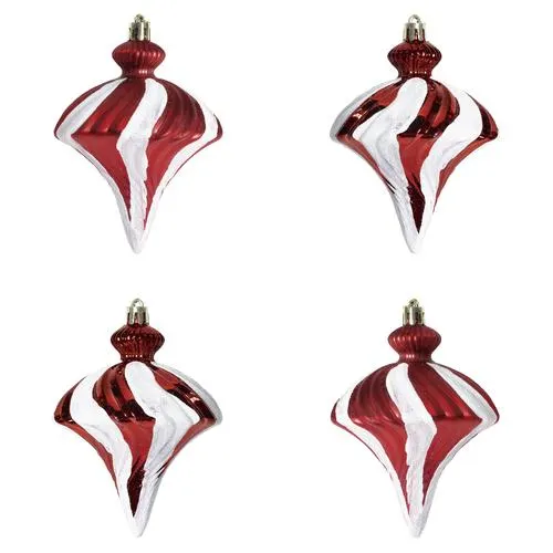 Enchanted Forest® Red Spiral Shatterproof Ornaments - 4 Pack