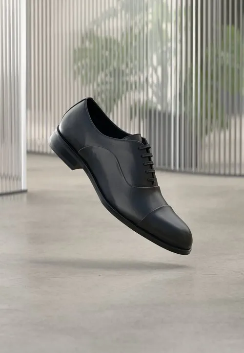 LEATHER - Snøresko - black