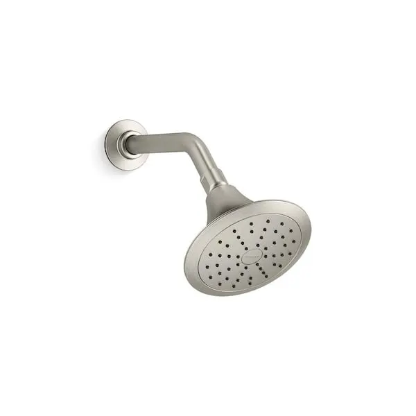 Forte 1-​Spray Pattern 5.​5 in.​ Single Wall Mount Fixed Shower Head in Vibrant Brushed Nickel