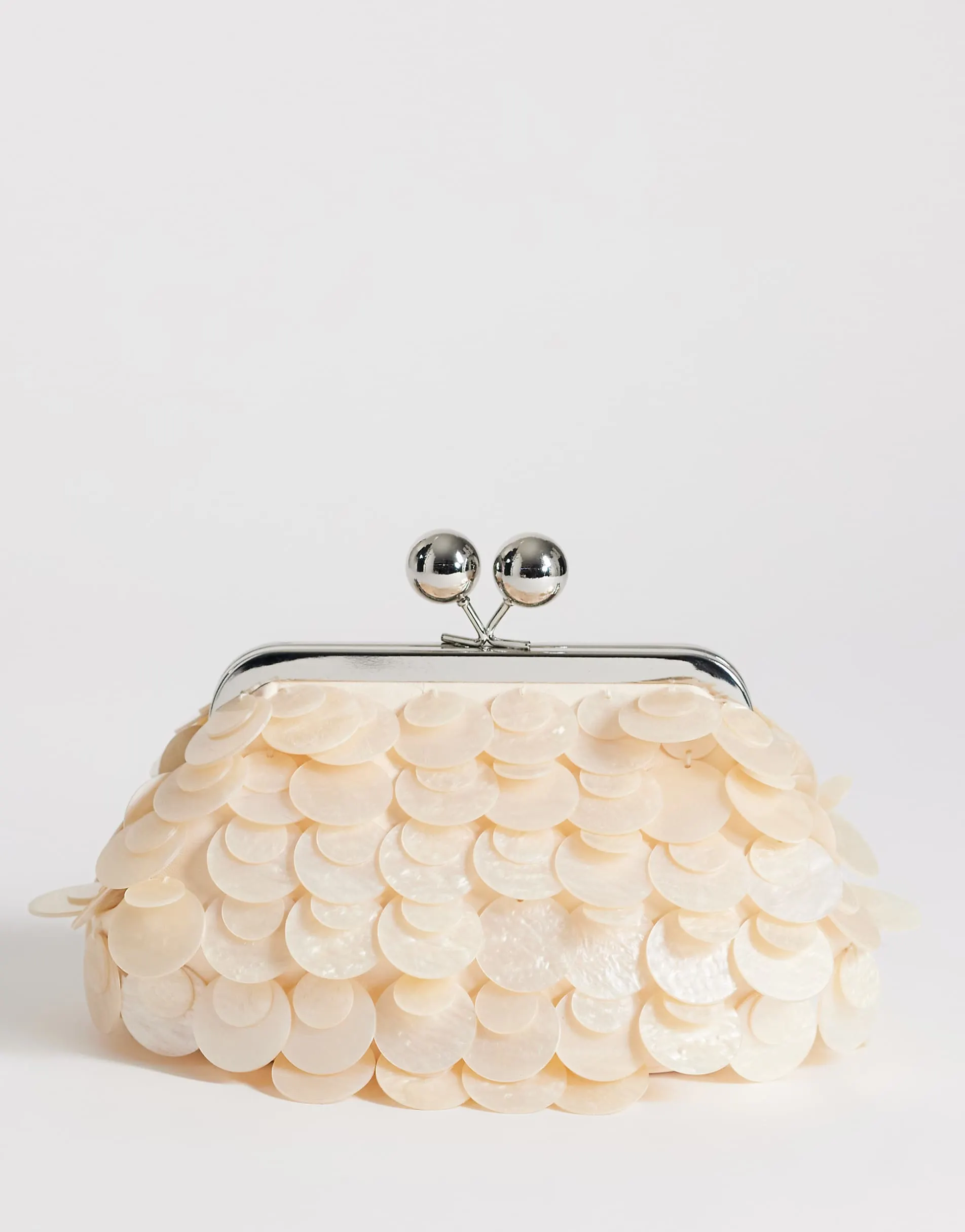 Topshop Maeve small embellished clutch in off white