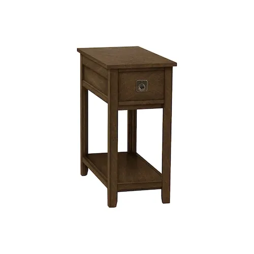 Accent Table, End, Side Table, Nightstand, Bedroom, Narrow, Storage Drawer, Brown Veneer