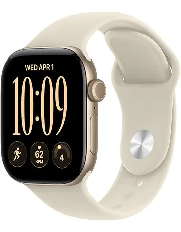 Apple Watch Series 12 GPS 42mm Smartwatch | Light Gold Aluminum Case, Sand Sport Band - S/M. Health + Fitness + Sleep Tracking, Heart Rate, Safety