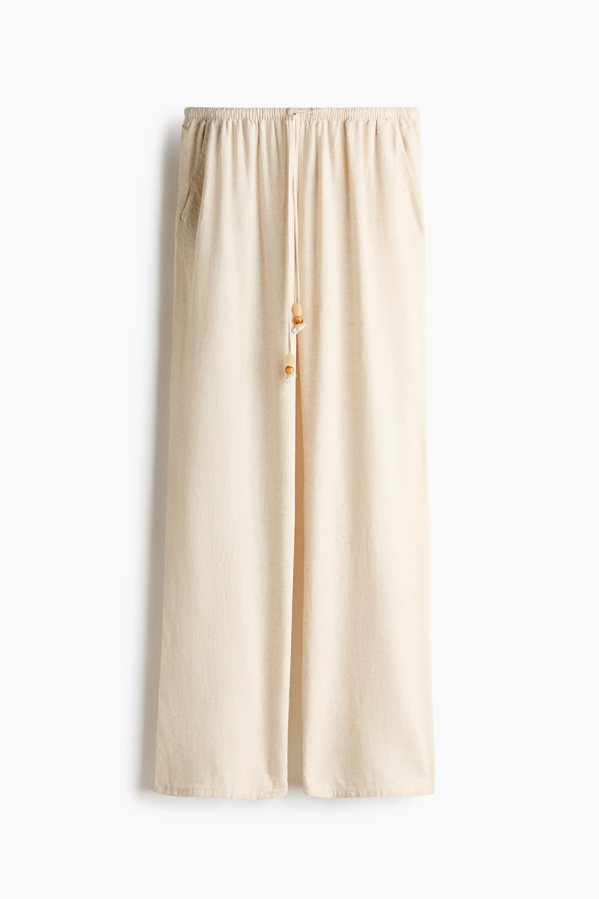 Pantalón en mezcla de lino con cordón de ajuste