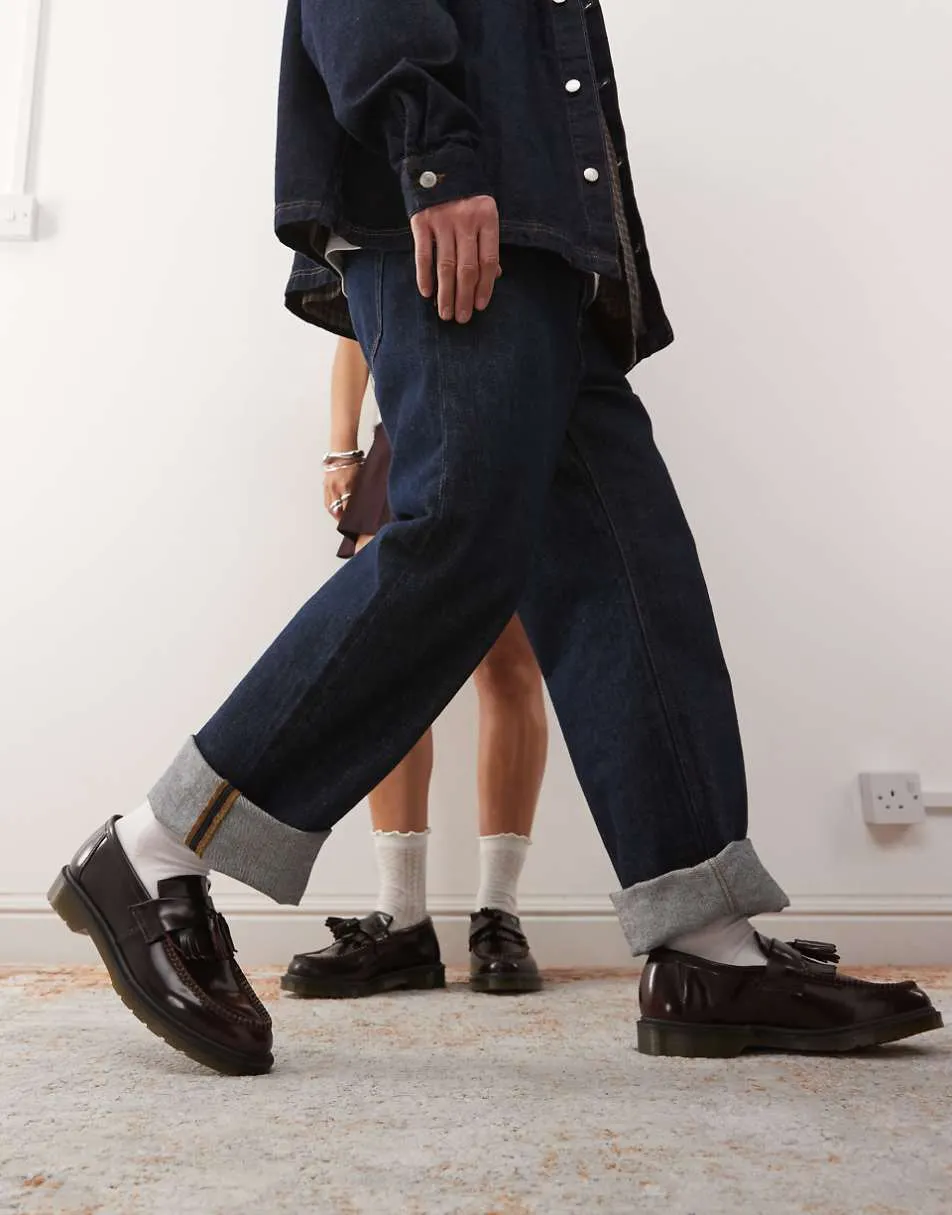 Dr Martens unisex Adrian tassel loafers in cherry red arcadia leather