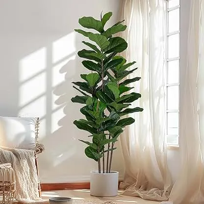 Yepdin Faux Fiddle Leaf Fig Tree 6 FT - Artificial Ficus Tree with Tall Artificial Plants Large 69 Fiddle Leaves - Lifelike Fake Trees for Home Decor Living Room Indoor Outdoor Yepdin Faux Fiddle Leaf Fig Tree 6 FT - Artificial Ficus Tre…