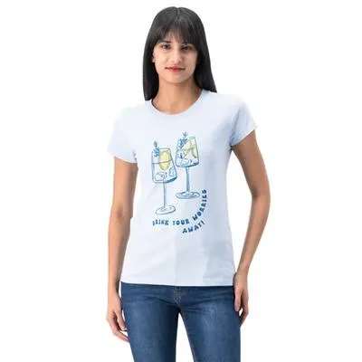 Playera Mxstaza Mujer Manga Corta Estampado Frontal Casual