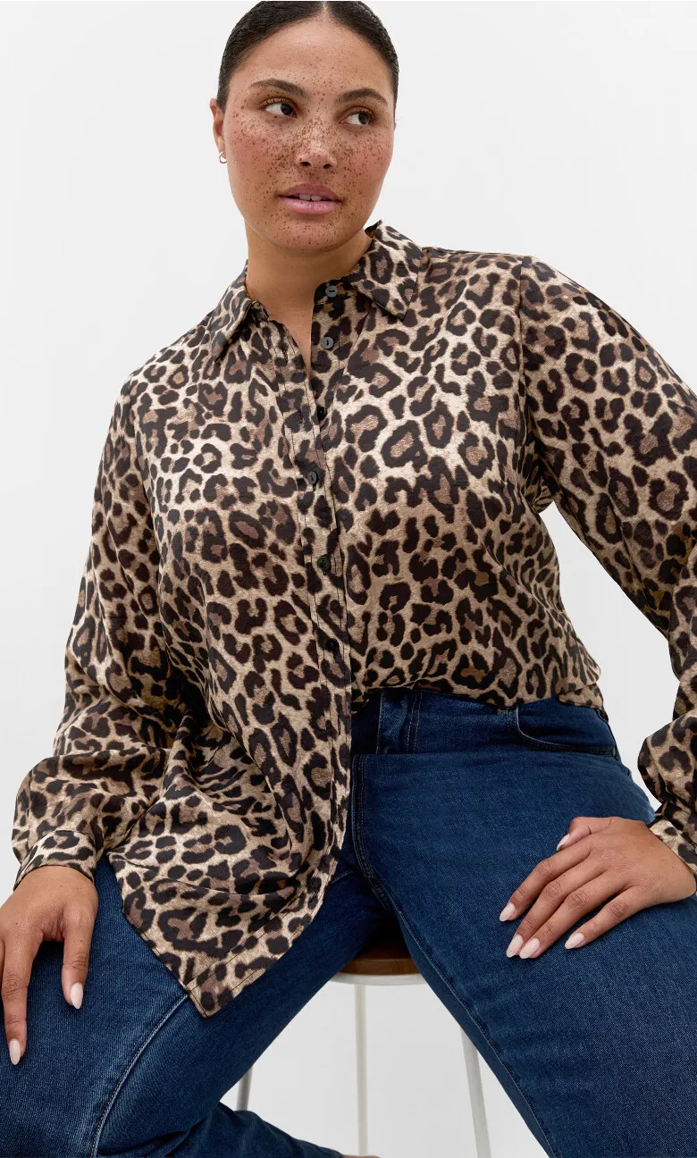 Elsie Leopard Print Shirt - chocolate