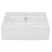 Bacha de apoyo para baño rectangular blanca 46 cm