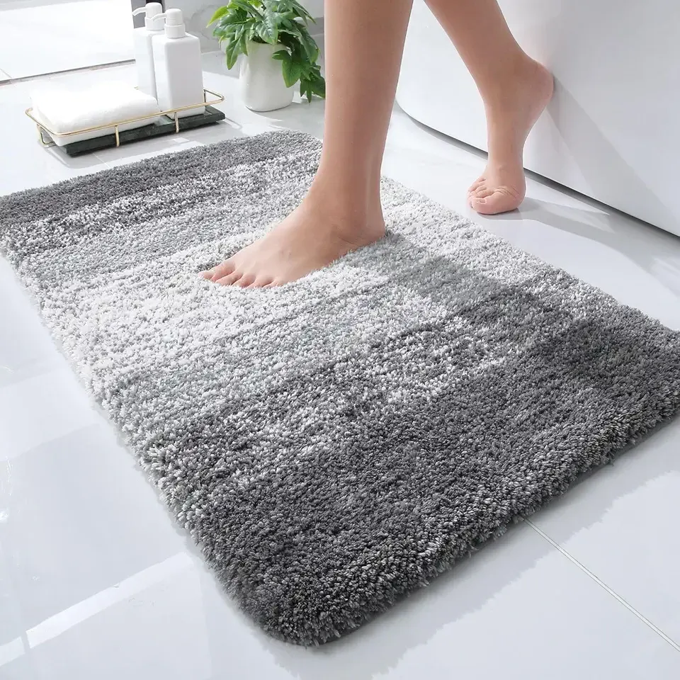 OLANLY Bathroom Rugs Mat 24x16, Extra Soft Absorbent Microfiber Bath Rugs, Rubber Backing, Quick Dry, Machine Washable Bath Mats for Bathroom Floor, Tub and Shower, Home Decor Accessories, Grey