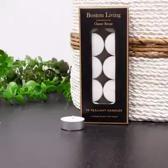 Boston Living 4 Hour Tealight Candles White Set of 10