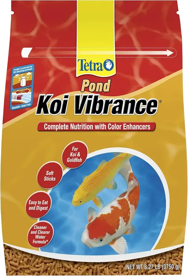 Tetra Pond Koi Vibrance Soft Sticks, Floating Pond Fish Food, 8.27 lbs | Daily Diet for Koi Fish and Ornamental Goldfish, Feed When Water is Above 50 Degrees, Highly Digestible, Clean & Clear Water