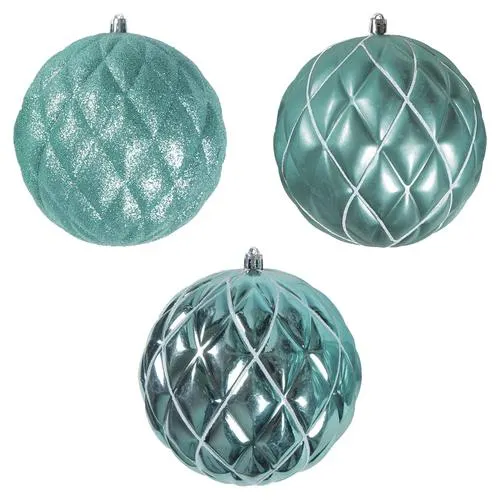 Enchanted Forest® 130mm Turquoise Mixed Texture Shatterproof Ornaments - 3 Pack