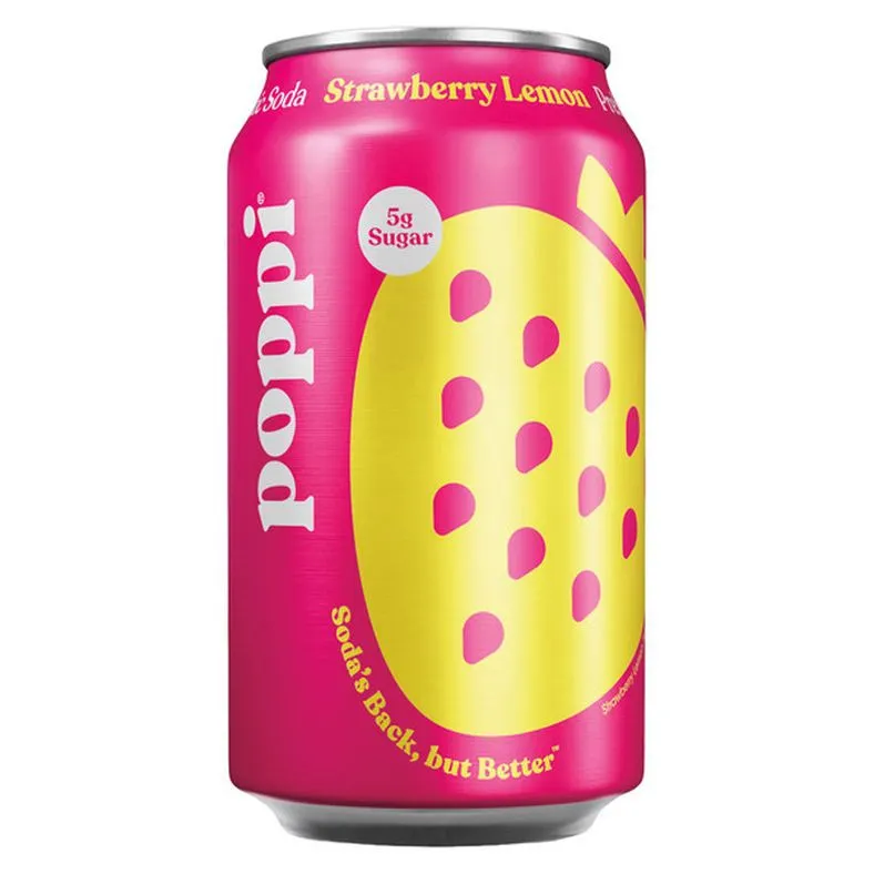 Poppi Strawberry Lemon Flavor Soda Can, 12 fl oz