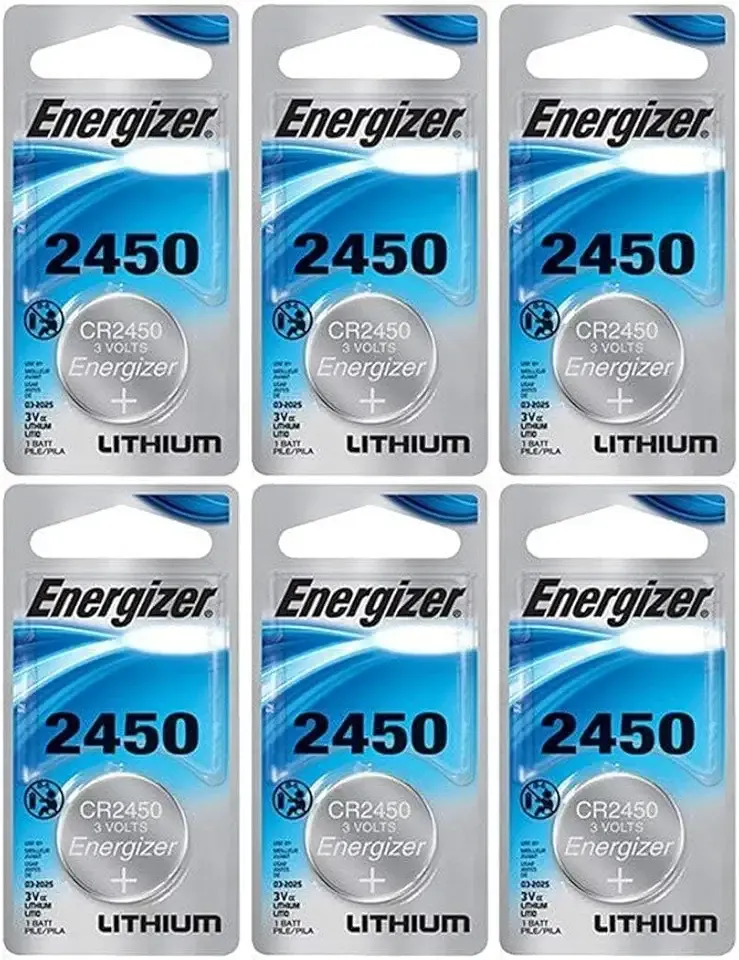 Energizer CR2450 Lithium Battery, 3v ECR2450, Qty 6