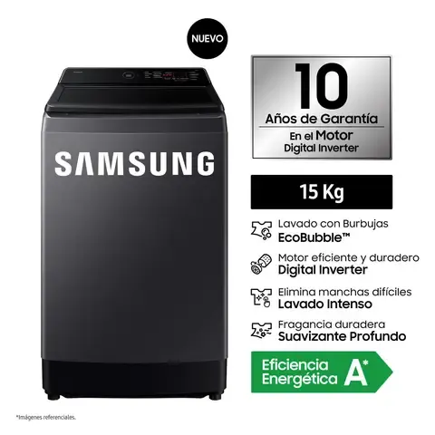 Lavadora Carga Superior 15kg Gris Grafito WA40F15E4CPE.