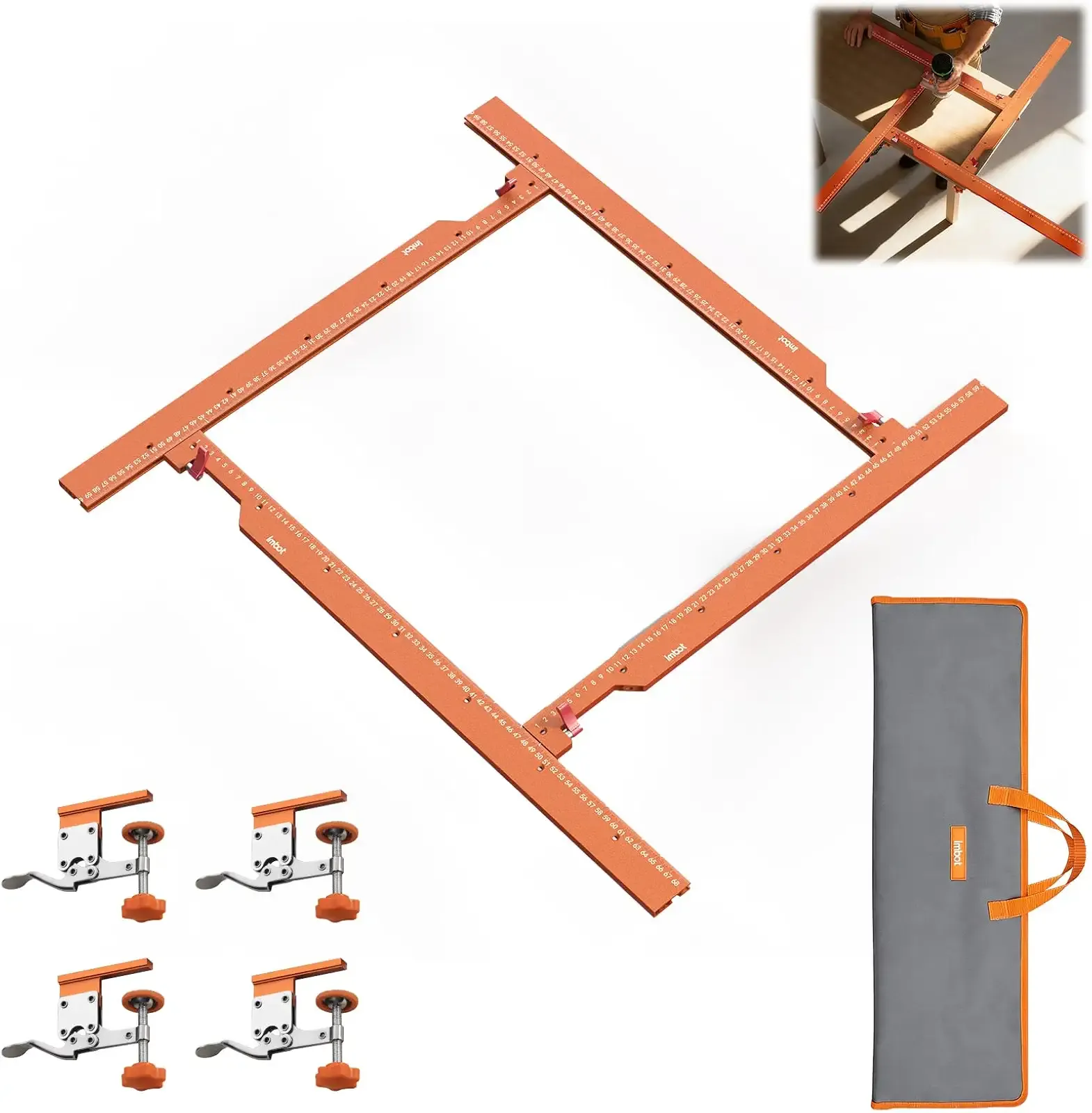 Imbot Adjustable Rectangle Router Jig – Professional Groove Router Jig For Precise Grooving, Square & Rectangular Slots, Mortises, And Panel Molding,Work Up To 21.85” X 21.85”