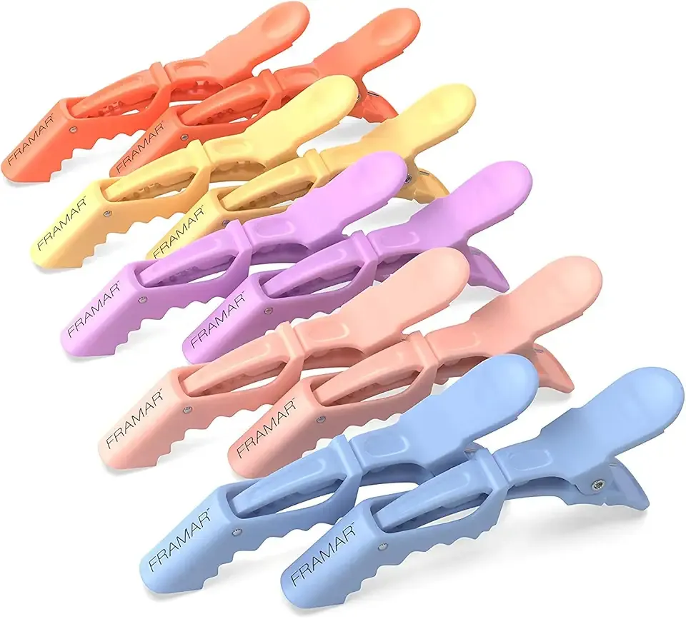 FRAMAR Pastel Alligator Hair Clips 10 Pack - Professional Styling Clips for Hair, Salon Quality Plastic Alligator Clips