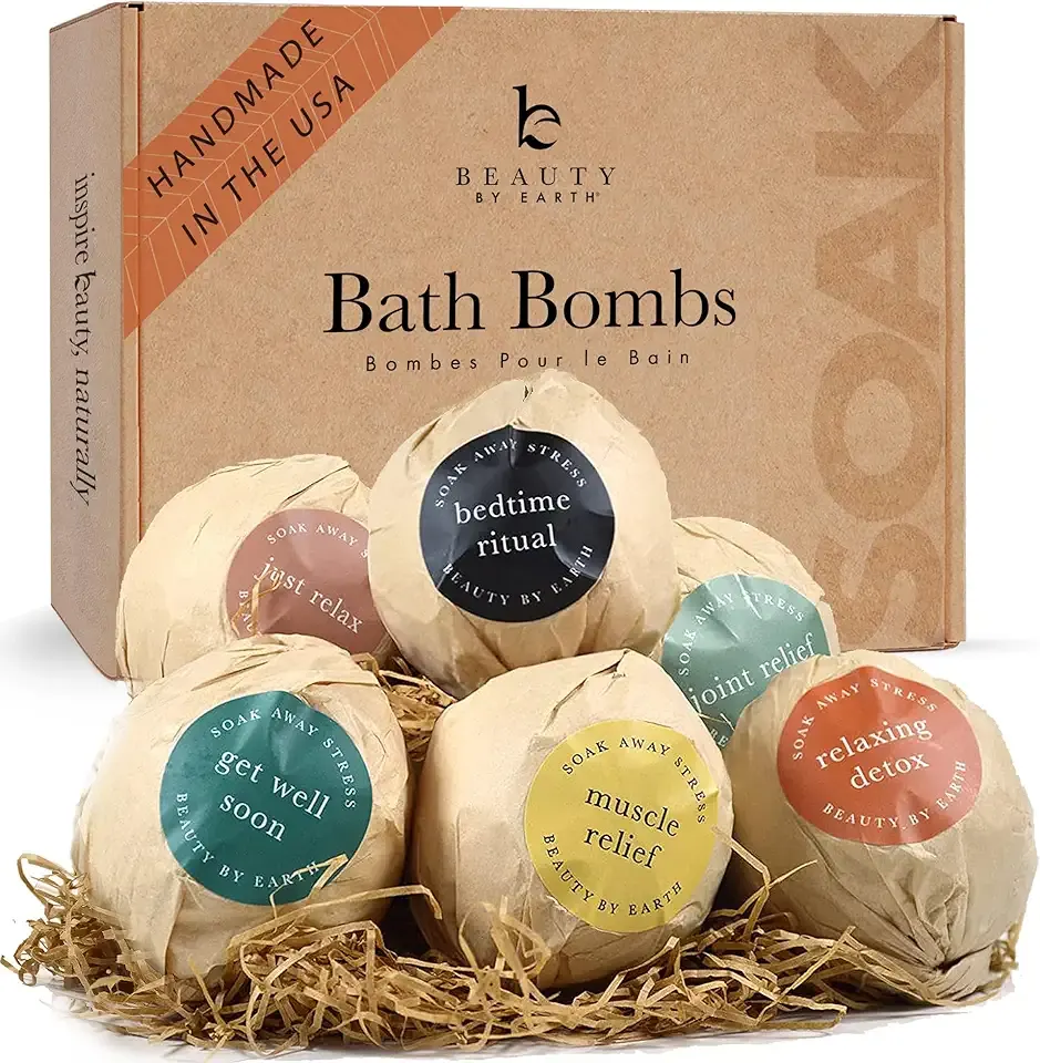 Bath Bombs Gift Set, USA Made with Organic & Natural Ingredients, Valentines Day Gifts for Her & Him, Relaxing Spa Gifts for Women & Men