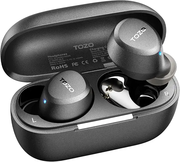 TOZO A1 Wireless Earbuds Bluetooth 5.3 Light Weight in Ear IPX5 Waterproof Headphones 2 Mic for AI Calls, Immersive Premium Sound Bass Headset with Charging Case, 32 Presets EQ Customization via App