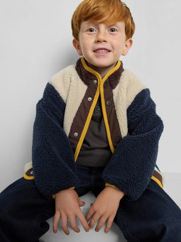 1–9 ans | Veste color block effet mouton retourné