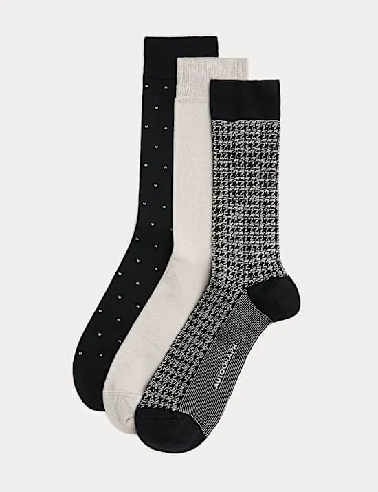 3 Pack Mercerised Cotton Rich Socks