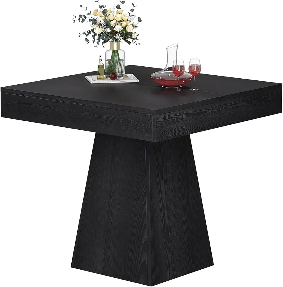 Small Black Dining Table, 31.5 Inch Square Kitchen Table for 2-4