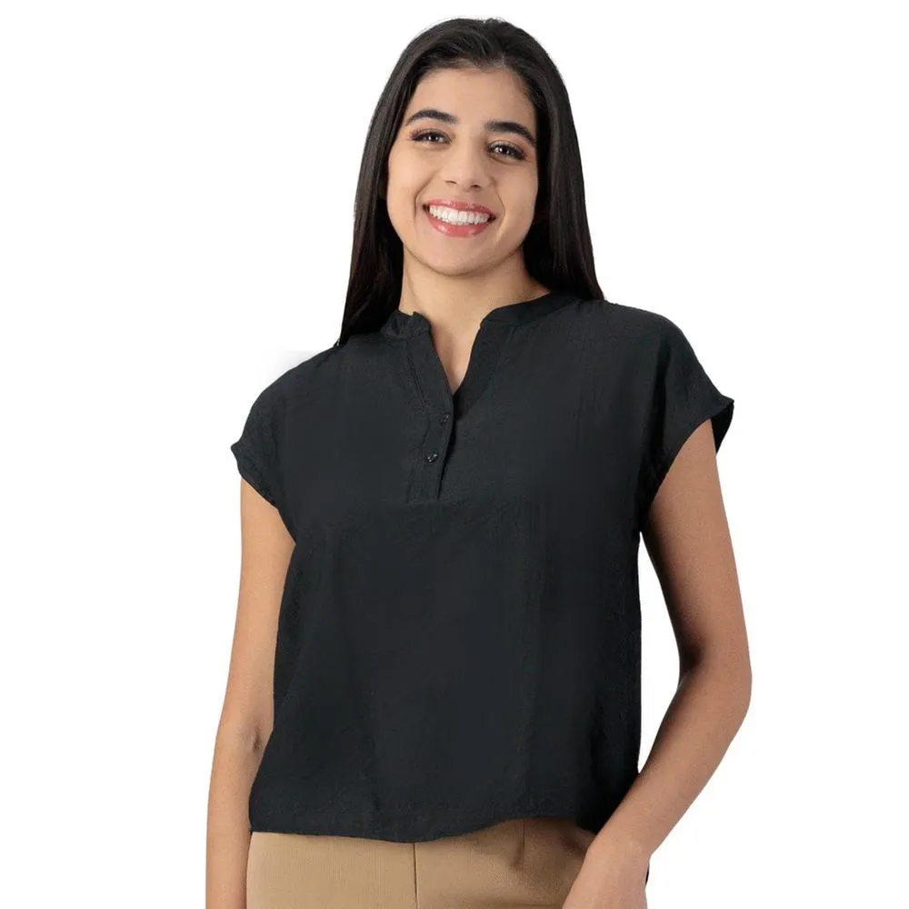 Blusa Mxstaza Mujer Cuello Mao Con Botones Al Frente