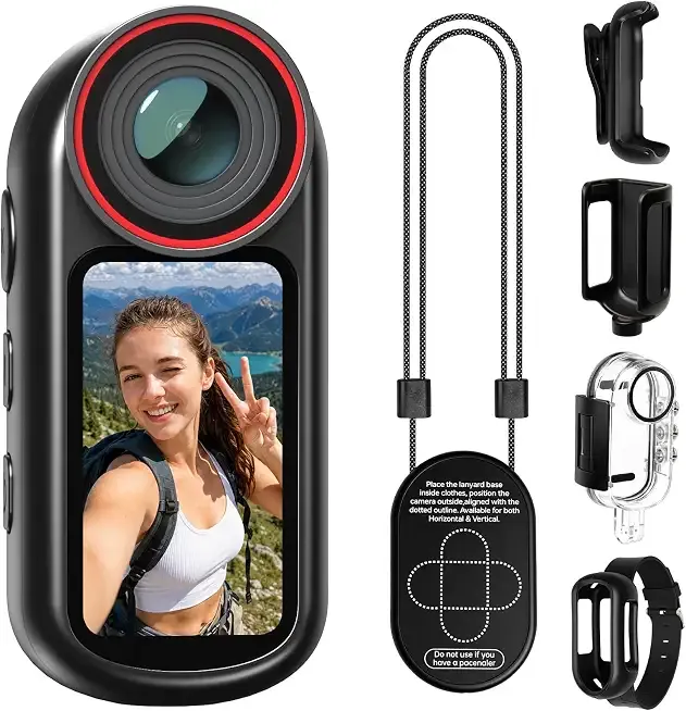 4K Mini Body Camera with Audio & Video Recording, 1.5" Screen, POV Body Cam with EIS, WiFi Action Camera, Wearable Magnetic Thumb Cam for Helmet, Chest & Pet, for Vlogging & Motorcycle-Black