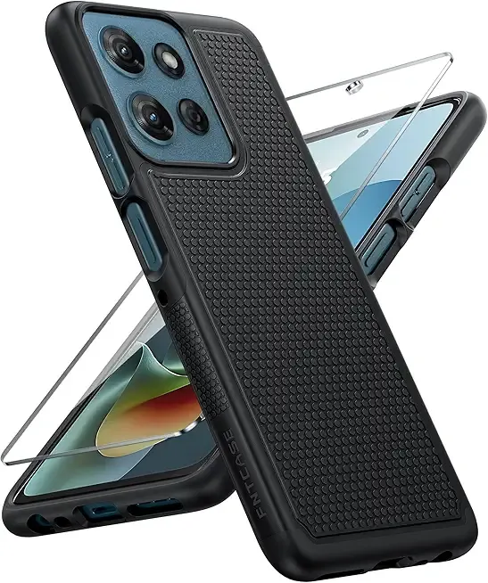 FNTCASE for Moto G 2025/2026 Case: Moto G Play 2026/Moto G Power 2025 Case Dual Layer Military Protective Heavy Duty Cell Phone Cover with Screen Protector Shockproof Rugged Non Slip Textured (Black)