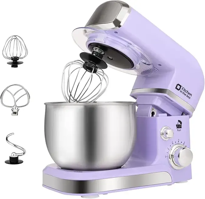 Stand Mixer, Kitchen in the box 3.2Qt Small Electric Food Mixer,6 Speeds Portable Lightweight Kitchen Mixer for Daily Use with Egg Whisk,Dough Hook,Flat Beater (Purple)