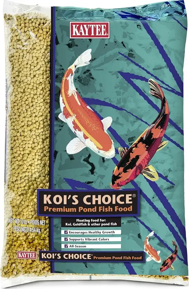 Kaytee Koi's Choice Floating Fish Food for Koi, Goldfish & Pond Fish | Supports growth. Fish food pellets for all seasons. 35% protein, fish meal first, highly digestible koi food