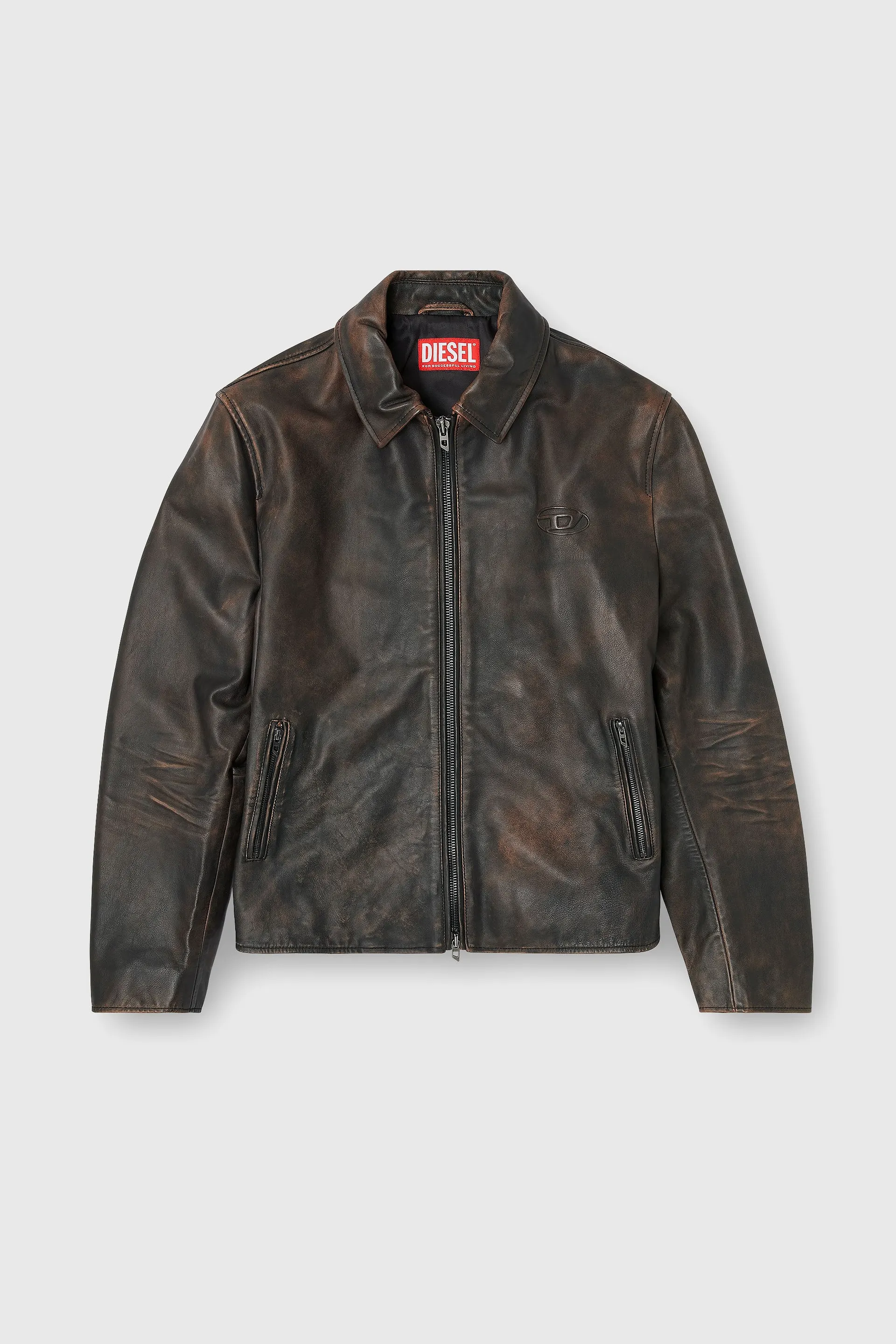 Coach jacket in treated leather