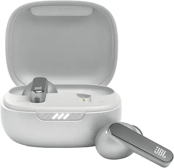 Live Pro 2 - True Wireless Noise Cancelling Earbuds, up to 40 Hours of Playback with Wireless Charging, 6 mics for Perfect Calls, Touch & Voice Control, IPX5 Water Resistant (Silver)