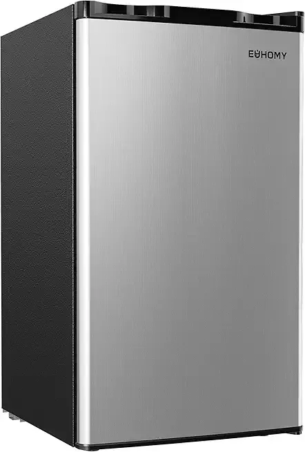 EUHOMY 3.2 Cu.Ft Mini Fridge with Freezer, Single Door Compact Refrigerator, Energy Saving, Mini Refrigerator Adjustable Thermostat, Mini fridge for Bedroom, Dorm, Office, Silver