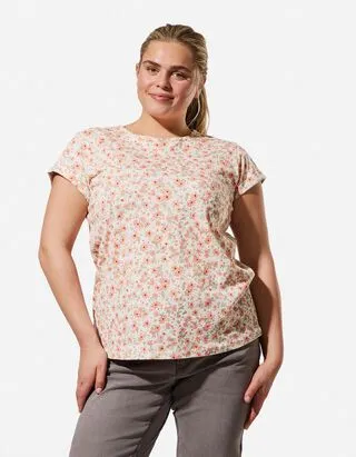 T-shirt - Motivo allover - Bianco sporco