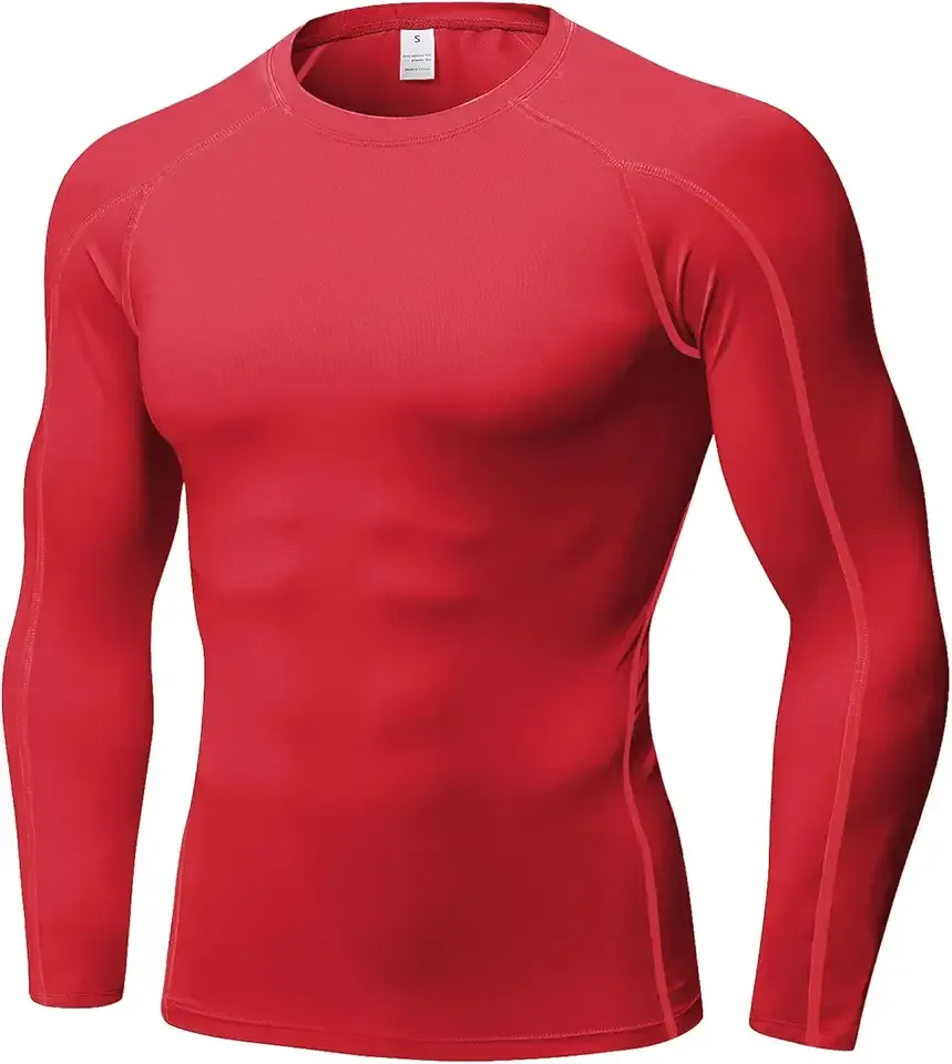 Men's Compression Shirt Long Sleeve Athletic Workout T-Shirts Top Active Sport Baselayer Undershirt Gear Shirt Dry Fit