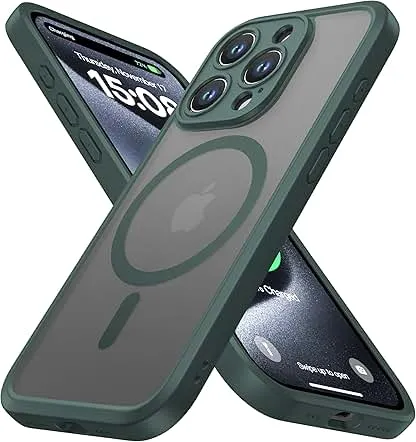ImpactStrong Magnetic Guard Designed for iPhone 15 Pro Case [Camera Protection] [Military Grade Drop Tested] [Compatible with MagSafe] Slim Translucent Matte Phone Case (6.1") - Dark Green ImpactStrong Magnetic Guard Designed for iPhone 15 Pro…
