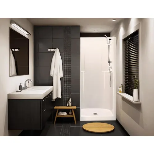 MAAX Biarritz 36L x 34W x 74H in. 2-in-1 Shower Kit - Shower Stall with Centre Drain Shower Base and Shower Wall Surround (No Door)