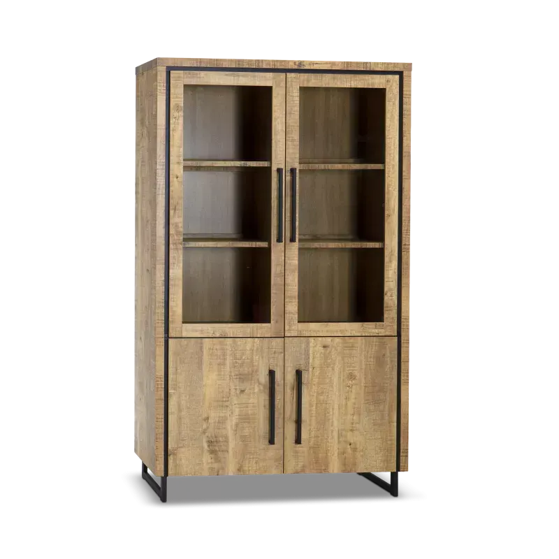 Vitrinekast Sheridan - 118 cm - Lamulux Mango - 4 deuren