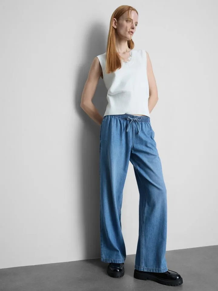 Bas de jogging en denim à coupe droite