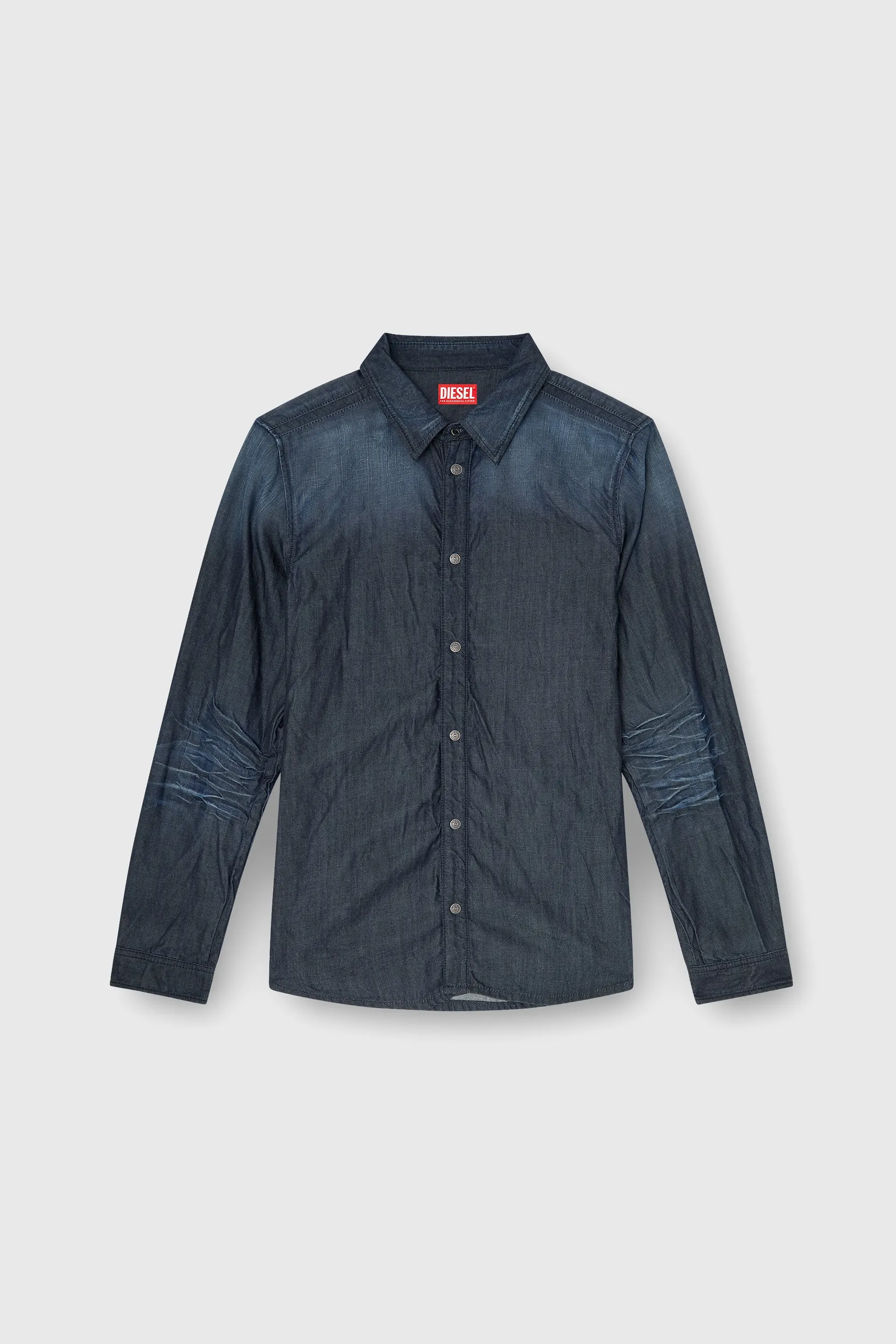 Shirt in creased denim